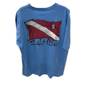 Salt Life Men's XL Red Dive Flag Ocean Blue Graphic Pocket T-shirt